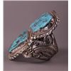 Image 4 : Rare Native American large Silver and Turquoise double