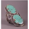 Image 1 : Rare Native American large Silver and Green Turquoise