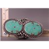 Image 6 : Rare Native American large Silver and Green Turquoise