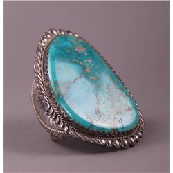 Rare Native American large Silver and Turquoise stone