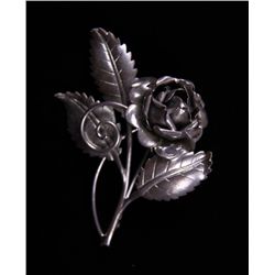 Antique Silver Rose Pendant.  Stamped 925.  0.95 oz.