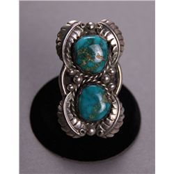 Native American Silver and Turquoise Ring with the
