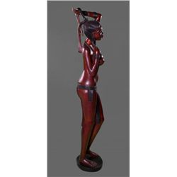 Beautiful large African wood carved statue.  Size: 48"
