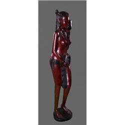 Beautiful large African wood carved statue.  Size: 44"