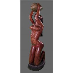 Beautiful large African wood carved statue.   Size: 47"