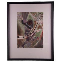 Framed Black Americana colorful baseball lithograph.
