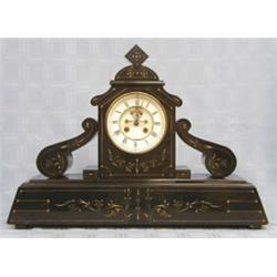 THIRD EMPIRE BLACK MARBLE MANTEL CLOCK...