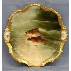 ELEVEN PIECE LIMOGES PORCELAIN FISH SERVICE...