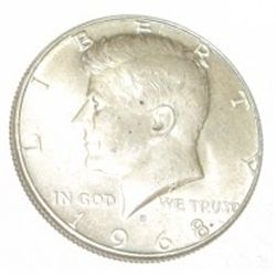 1968-D SILVER KENNEDY HALF DOLLAR *NICE EARLY HALF DOLLAR*!! SILVER HALF DOLLAR CAME OUT OF SAFE!!