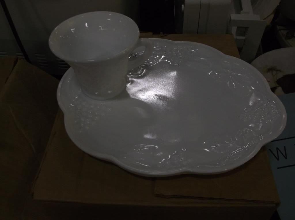 Vintage Milk Glass Luncheon Plates & Cups