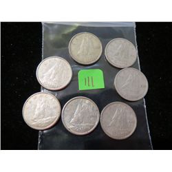 Canada Silver Dimes: 1941, 1943,1945, 1953, 1960, 1961 & 1963