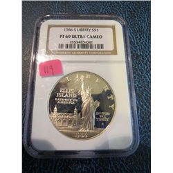 1986S LIBERTY SILVER COMMEMORATIVE DOLLAR - NGC PF 69 ULTRA CAMEO