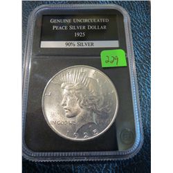 1925 Peace Silver Dollar  UNC - PCS Slab