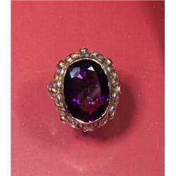 ANTIQUE AMETHYST RING RUBY ROSE DIA...