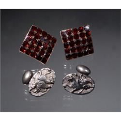 ANTIQUE CUFFLINKS GRIFFON GARNET 14K...