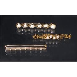 3 14K PEARL BAR PINS...