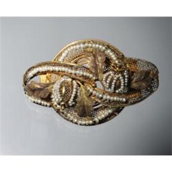 18K VICTORIAN HAIR & PEARL BROOCH...