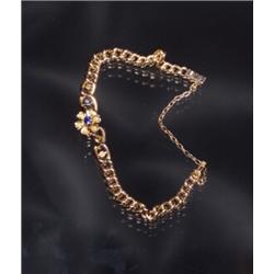 9K BLUE STONE AND PEARL BRACELET C. 1900...