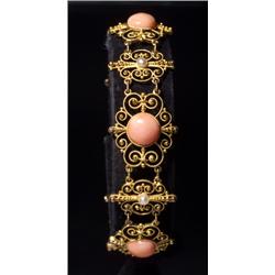 14K VICTORIAN CORAL PEARL BRACELET...