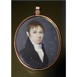 ANTIQUE MINIATURE ON IVORY GOLD...