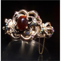 GEORGIAN 14K ENAMEL GARNET BRACELET...