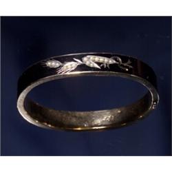 VICTORIAN 14K BRAC. PEARLS ENAMEL...