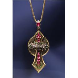 14K MOURNING PENDANT CROSS...