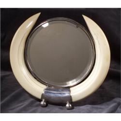 ENGLISH IVORY TUSK AND SILVER MIRROR...
