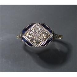 DECO DIAMOND CALIBRE SAPPHIRE PLATINUM RING...