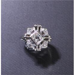 14K DECO MINE CUT DIAMOND RING...