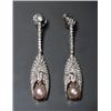 Image 1 : DECO DIAMOND PEARL PEACOCK EARRING PLATINUM...