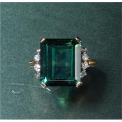 LARGE TOURMALINE DIAMOND 18K RING 1950¹S...