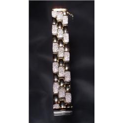 14K DIAMOND PAVÉ LINK BRACELET 2 TONE...