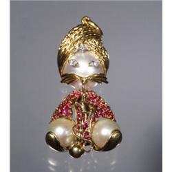 18K RUBY PEARL DIAMOND SNAKE CHARMER...