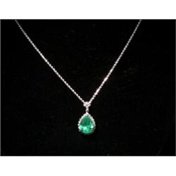 PLATINUM EMERALD DIAMOND PENDANT...