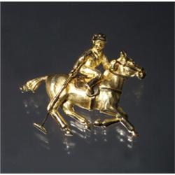 18K POLO PLAYER BROOCH...