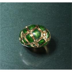 CARTIER 18K GREEN ENAMEL RING...