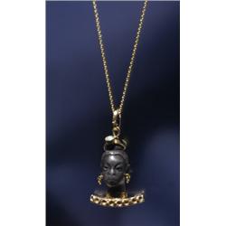 18K BLACKAMOOR AND TURPUOISE PENDANT...