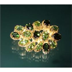 MODERN TOURMALINE PERIDOT PIN 14K...