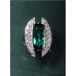 TOURMALINE DIAMOND PLATINUM 18K SACHI RING...