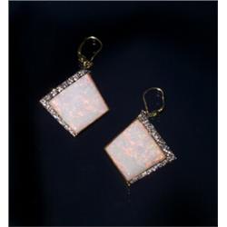 18K OPAL AND DIAMOND EARRINGS...