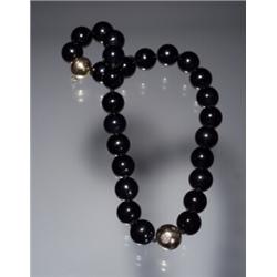 ONYX BEAD NECKLACE 18K DIAMOND...