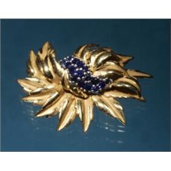 18K ERWIN PEARL SAPPHIRE BROOCH...