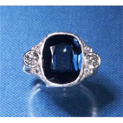 DECO RING DIAMOND PLATINUM NATURAL ZIRCON...