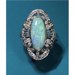 BOULDER OPAL DIAMOND RING PLATINUM...