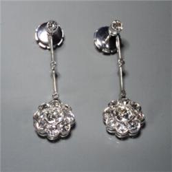 DIAMOND EAR PENDANTS IN PLATINUM CIRCA 1910...