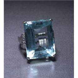 RETRO AQUAMARINE DIAMOND RING 14K...
