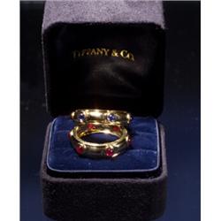 TIFFANY 18K BANDS RUBY SAPPHIRE...