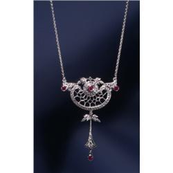 DIAMOND AND RUBY LAVALIER EDWARDIAN STYLE...