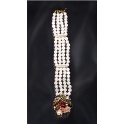 4 STRAND PEARL BRACELET 14K GEMS...